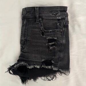 American Eagle Outfitters Next Level Stretch Black Distressed Jean Shorts